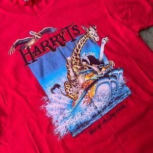 VINTAGE HARRYT'S NATURE LONG NECK RED T-SHIRT LARGE